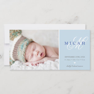 PHOTO BIRTH ANNOUNCEMENT sweet baby boy blue