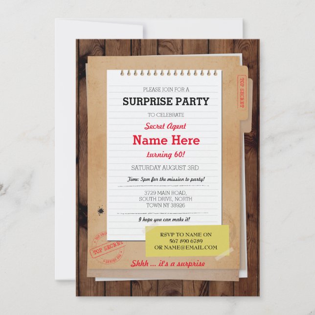 Photo Birthday Detective Top Secret Any Age Invite (Front)