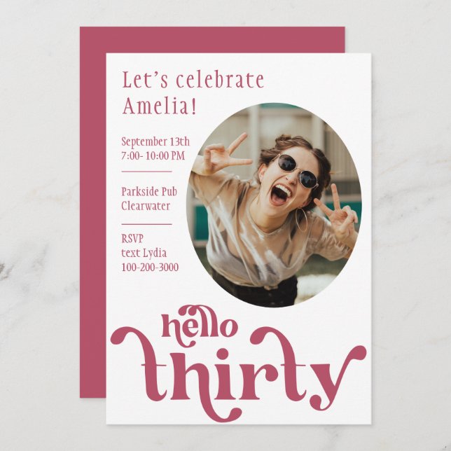 Photo Birthday Invitation for her | Thirty (Front/Back)