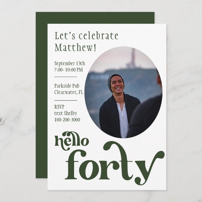 Photo Birthday Invitation for him | Forty (Front/Back)