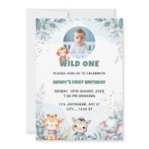 Photo Birthday Invitation, Wild One Birthday Card