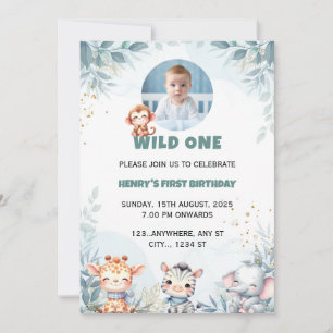 Photo Birthday Invitation, Wild One Birthday Card