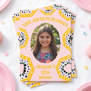 Photo Birthday Invitation With Colourful Shapes