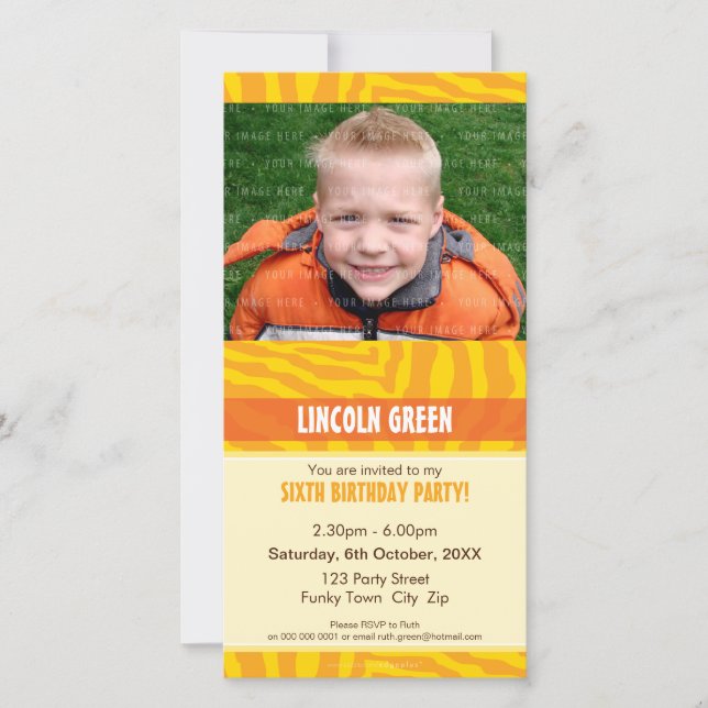 PHOTO BIRTHDAY INVITATIONS :: animal print 4 (Front)