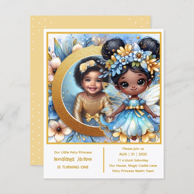 Photo Birthday Little Black Fairy African Princess (Front/Back)