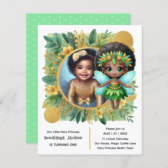 Photo Birthday Little Black Fairy African Tropical (Front/Back)