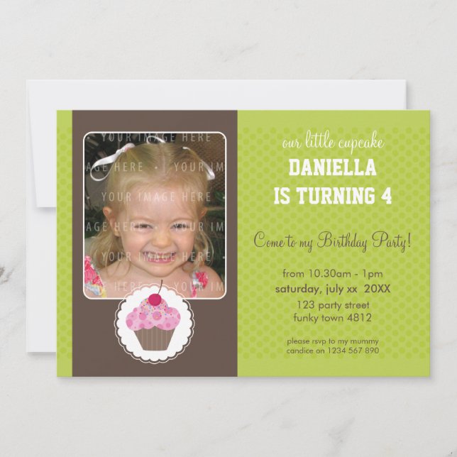 PHOTO BIRTHDAY PARTY INVITES :: cupcake 2L (Front)