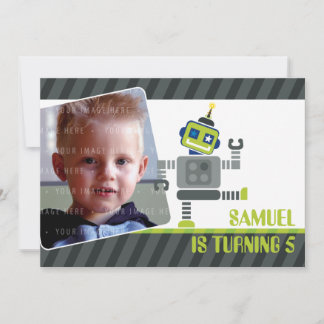 PHOTO BIRTHDAY PARTY INVITES :: robot dancing 1L