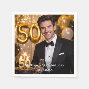 Photo birthday party napkin