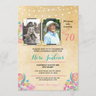 Photo Birthday Party Pink Floral 2 Pictures Invite