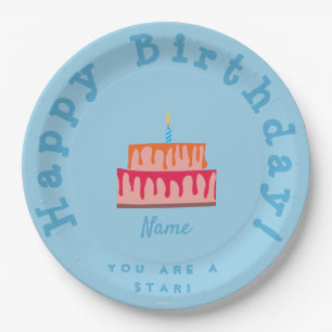Photo Birthday Party Plate - Blue HAMbyWG