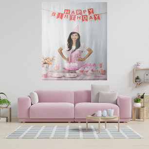 Photo birthday party tapestry