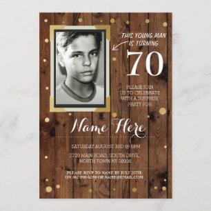 Photo Birthday Vintage Style Wood Any Age Invite