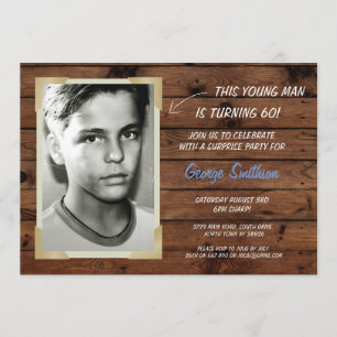 Photo Birthday Vintage Style Wooden Invitations