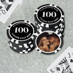 Photo Black 100 Numbered Poker Chips<br><div class="desc">These custom poker chips feature a bold number on the front instead of initials, which can be personalised with any number up to four digits. The front has a sleek black background with crisp white fonts for a classic, striking look. The back includes space for a photo, making them perfect...</div>