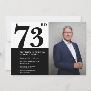Photo Black and White 73rd Birthday Invitation