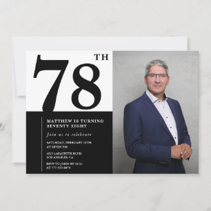 Photo Black and White 78th Birthday Invitation