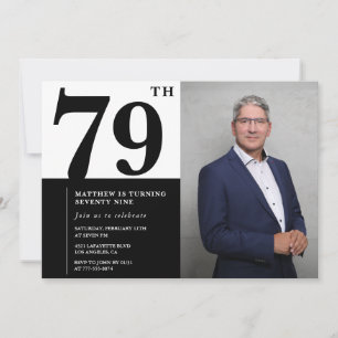 Photo Black and White 79th Birthday Invitation