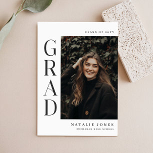Photo Black and White Graduation Save The Date  Postcard
