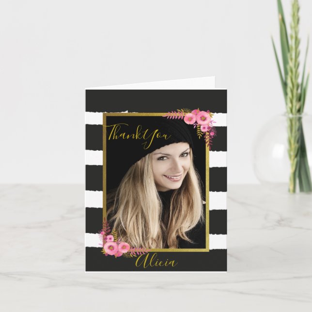 Photo Black and White Thank You Card (Front)