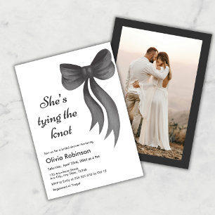 Photo Black Bow She's Tying the Knot Bridal Shower Invitation