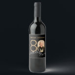 Photo Black Gold Elegant Custom 80th Birthday  Wine Label<br><div class="desc">Photo Black Gold Elegant Custom 80th Birthday Wine Label. Elevate your milestone celebration with an invitation design that epitomises understated elegance and chic minimalism. Our black and gold theme exudes sophistication, creating a refined atmosphere for your special day. The custom photo feature adds a personalised touch, ensuring that each invitation...</div>