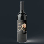 Photo Black Gold Elegant Custom 80th Birthday  Wine Label<br><div class="desc">Photo Black Gold Elegant Custom 80th Birthday Wine Label. Elevate your milestone celebration with an invitation design that epitomises understated elegance and chic minimalism. Our black and gold theme exudes sophistication, creating a refined atmosphere for your special day. The custom photo feature adds a personalised touch, ensuring that each invitation...</div>