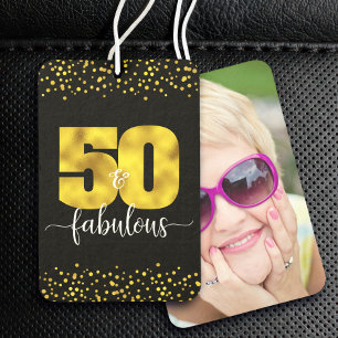 Photo Black Gold Foil 50 Fabulous Birthday Custom Car Air Freshener