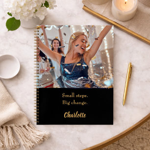 Photo black gold motivational quote notebook
