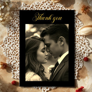  Photo Black Gold  Thank You Card