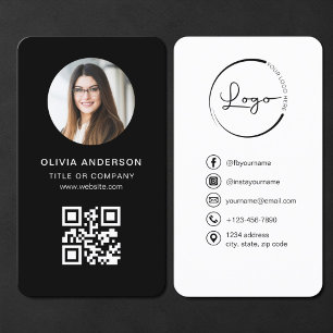 Photo Black QR Code Business Card