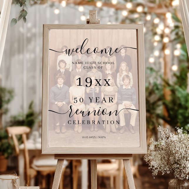 Photo Black Script Class 50th Reunion Welcome Poster (Photo Black Script Class 50th Reunion Welcome Poster)