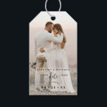 Photo, Black Script Overlay, Wedding Save the Date Gift Tags<br><div class="desc">Delight your guests announcing your wedding date with a gift; they will love hearing the news and enjoy the nice detail! Photo gift tag with attractive modern hand written calligraphy details, and your names and date in black text photo overlay. Photograph on the back with area for message or website...</div>