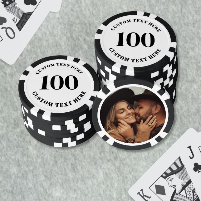 Photo Black White 100 Numbered Poker Chips (Photo Black White 100 Numbered Poker Chips)