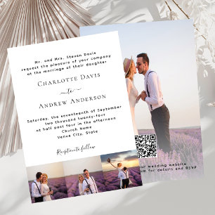 Photo black white formal QR code RSVP wedding Invitation
