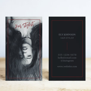 Photo Black & White Hairstylist Hairdresser Business Card