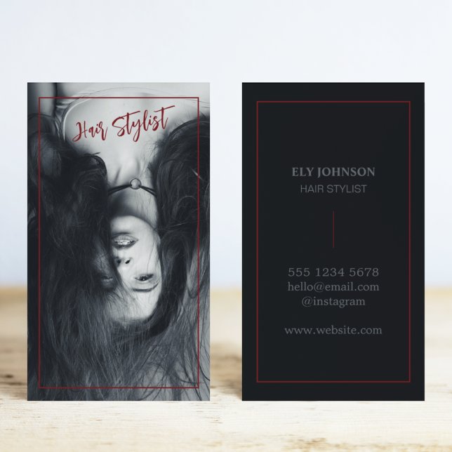 Photo Black & White Hairstylist Hairdresser   Business Card (Creator Uploaded)