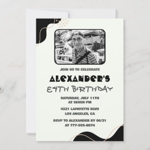 Photo Black White Men 84th birthday Invitation