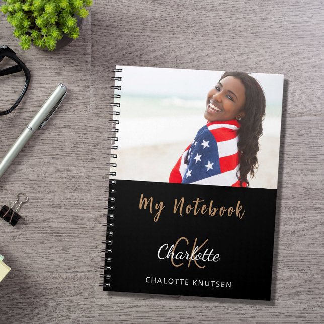 Photo black white monogram notebook (Creator Uploaded)