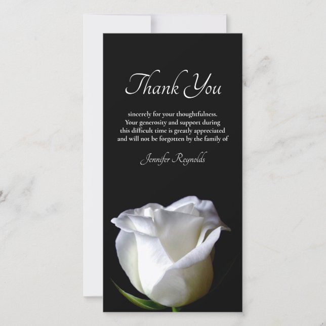 Photo Black & White Sympathy Funeral Thank You Card (Front)