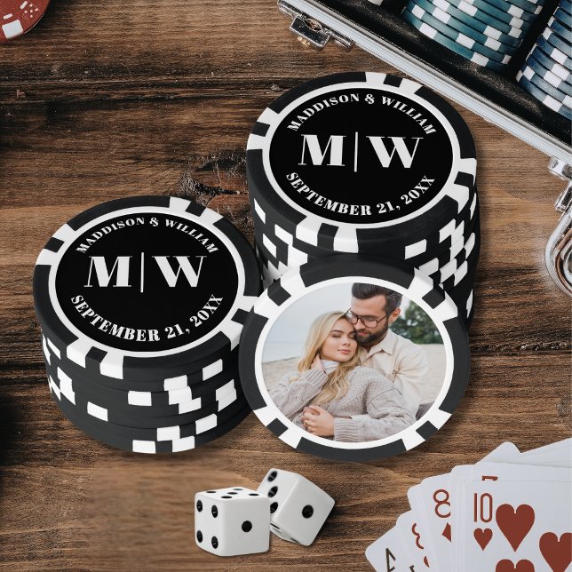 Photo Black White Wedding Favour Poker Chips (Photo Black White Wedding Favor Poker Chips )