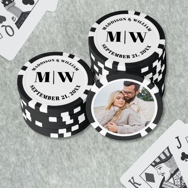 Photo Black White Wedding Favour Poker Chips (Photo Black White Wedding Favor Poker Chips)