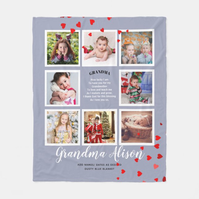 Photo Blanket Grandma Poem Grandpa Family Tree (Front)