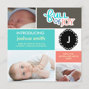 Photo block baby boy announcement