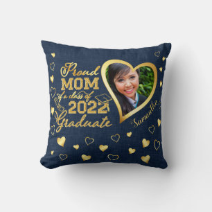 Photo Blue Gold Proud Mum of a 2022 Graduate Cushion