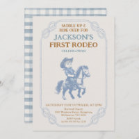 Photo Blue Grey Cowboy First Rodeo 1st Birthday