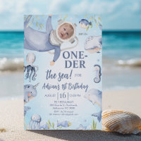Photo Blue Scuba Diver Oneder the Sea 1st Birthday