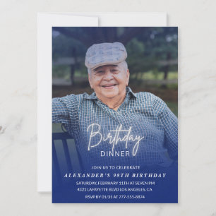 Photo Blue Shadow Birthday Dinner 98th birthday Invitation