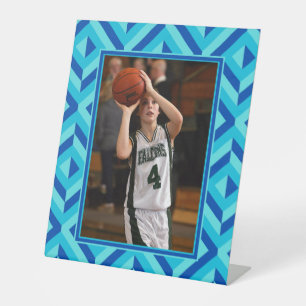 Photo Blue Three-Tone Diamond Pattern Pedestal Sign