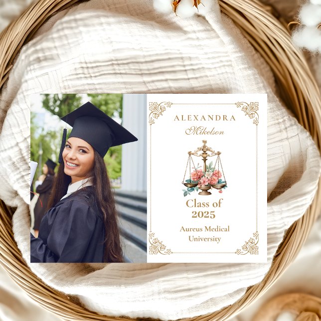 Photo Blush Pink Floral Law School Graduation Announcement (Creator Uploaded)